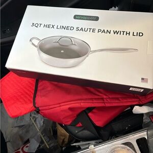 Servapetit Silver Hex Lined Saute Pan with Lid - 3QT